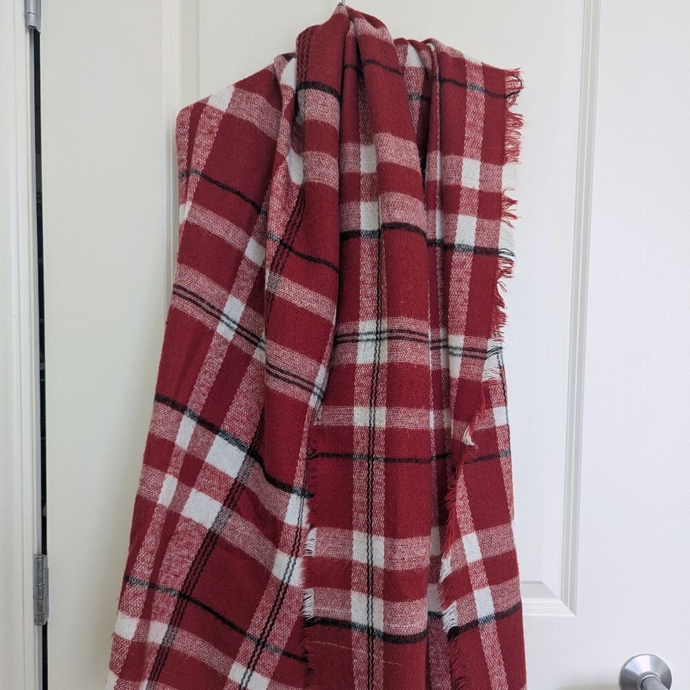 Stanford plaid red/white scarf
